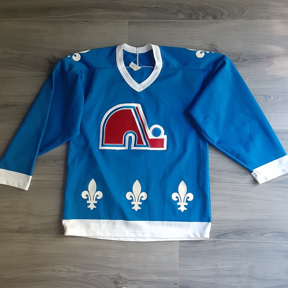 Vintage Quebec Nordiques CCM Maska Hockey Jersey Blue Mens Medium Made in USA